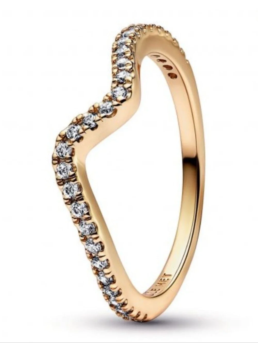 Pandora Sparkling Wave Gold Plated Ring